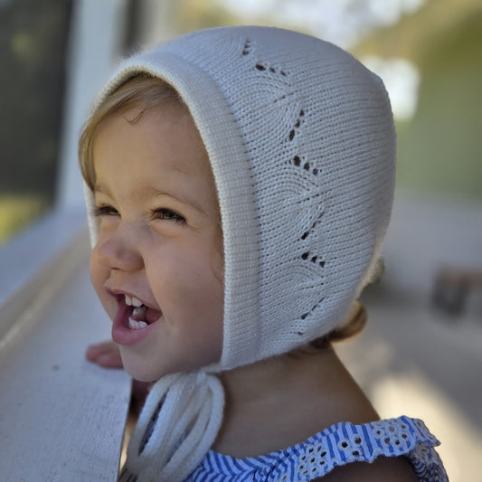Cashmere Knit Baby Bonnet: Soft & Warm, Handmade in USA